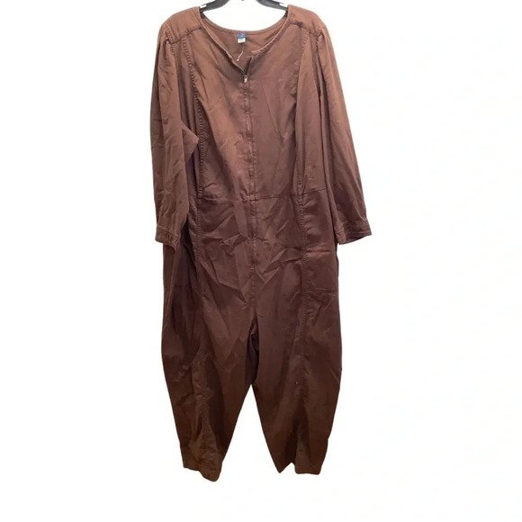 Old Navy Long-Sleeve Zip-Front Cropped Utility Jumpsuit for Women without belt - Picture 1 of 6
